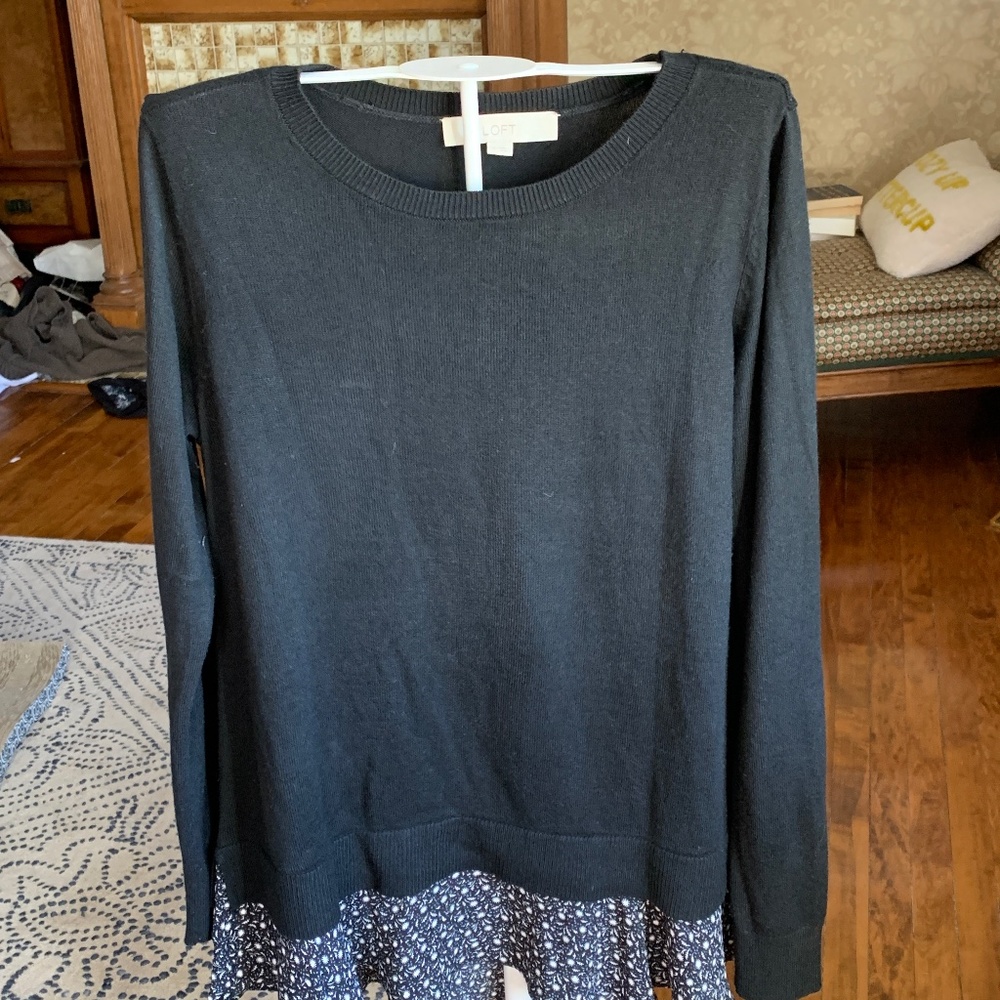 Ann Taylor Loft peekaboo sweater with bottom blouse details. Worn twice.